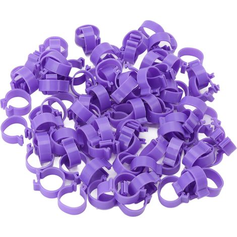 100 Stück Hühnerfußringe, Enten-, Hühner- und Gänsebeinringe, Clips, Geflügelfußringe, Landwirtschaftswerkzeuge, Lila, 18 mm / 0,71 Zoll