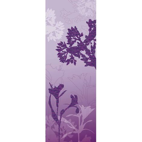 Papier peint panoramique violet tendance | Tapisserie panoramique florale pour chambre | Papier peint panoramique original - 280 x 100 cm (1 pièce) (1/2)