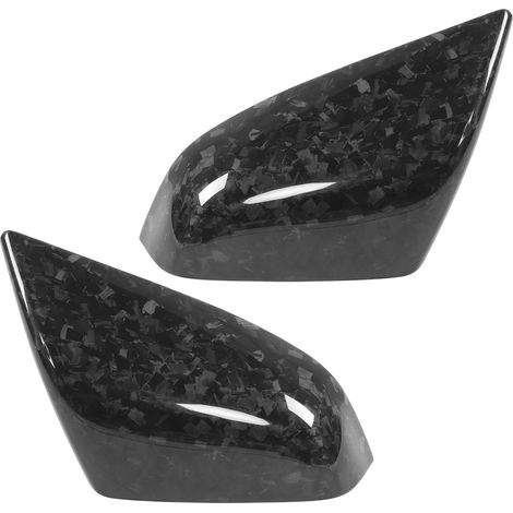 Paire de coques de rétroviseurs extérieurs, finition fibre de carbone sèche, compatibles avec Tesla Model S (2012-2021), aspect marbre brillant. (1/5)