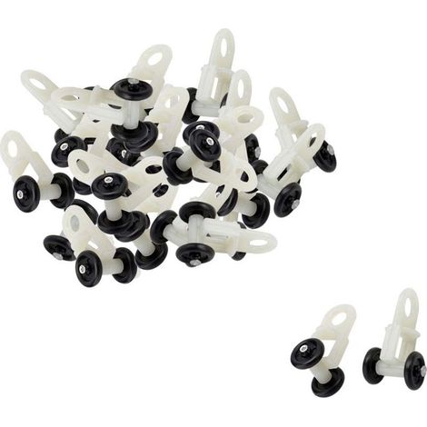 30pcs Glisseur Rail Rideaux Roulette Crochet Roue Rideaux Coulissant Poulie pour Fenêtre Voilage Galet en Plastique Noir Blanc (1/5)