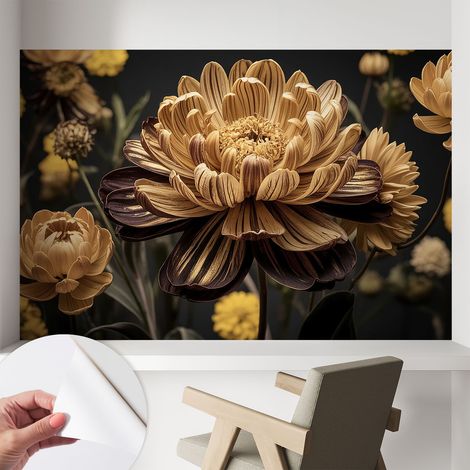 Papier peint adhésif décoratif pour salon chambre et cuisine Facile à poser avec colle Élégance florale 104x70 cm (1/5)