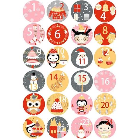 Calendario con conto alla rovescia di 24 giorni, 3 adesivi numerici per lavoretti natalizi, scatola di cartone per bottiglie per la casa, l'inverno e le festività (1/4)