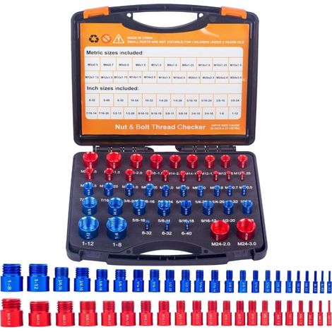 44 Male/Female Thread Tester, Thread and Screw Gauge (23 Inch and 21 Metric) Bolt and Nut Gauges for Identifying Size in Delicate and Narrow Areas (1/5)