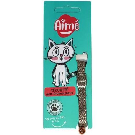 Collar para gato AIME Bling Bling pailleté nylon rojo ajustable 18–28 cm (1/4)