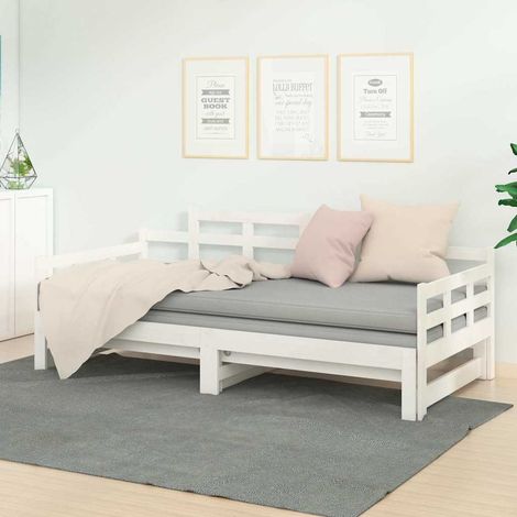 Sofá cama extraíble madera maciza de pino blanco 80x200 cm (1/5)