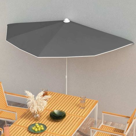 Demi-parasol de jardin avec mât 180x90 cm anthracite (1/5)