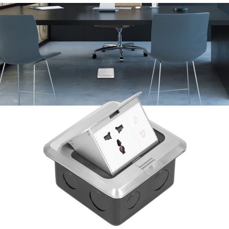 Prise de sol/bureau escamotable non amortie en alliage d'aluminium J02, 250 V 13 A, multifonctionnelle à trois trous + deux trous (1/5)