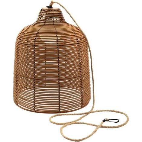 Suspension nomade - LUMISKY - HANG BOHEME - H35 cm - Polyrotin avec corde - LED blanc chaud et blanc dimmable (1/5)