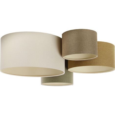 Plafonnier boho élégant tissu crème lumière douce réglable - Beige crème doux (1/4)