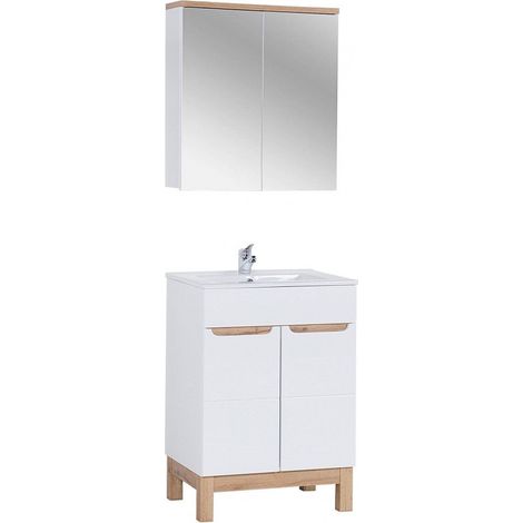 Ensemble meuble vasque + cabinet-miroir - Blanc - 60 cm - Cintra White - Livraison gratuite