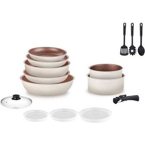 Batterie de cuisine Arthur Martin Batterie 18 pieces creme AM1453 CREME