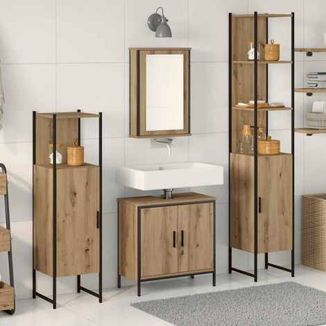 vidaXL Badezimmermöbel-Set 4 Stk. Braun 33 x 33 x 185,5 cm (1/5)
