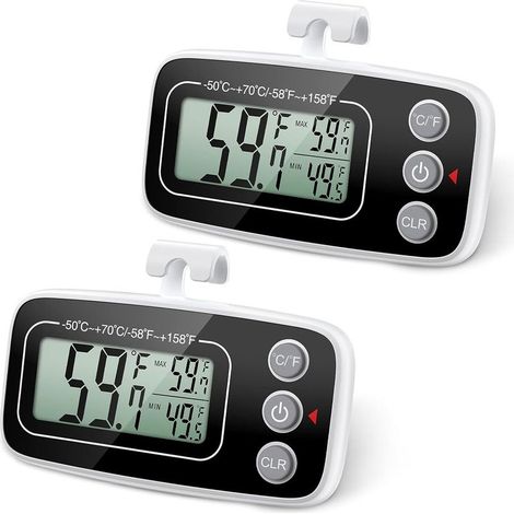 【Set of 2】 Refrigerator thermometer, digital refrigerator/freezer thermometer with large LCD screen, min/max function, 3 support methods, °C/°F convertible for home, restaurants (1/5)