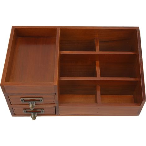 Coffret de rangement en bois rétro ancien, meuble de bureau à tiroirs multiples pour cosmétiques et bijoux (1/5)