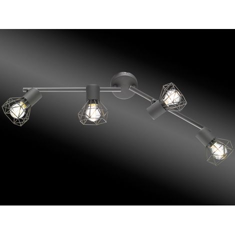 Deckenstrahler RAN Grau 4-flammig, Gitterlampe schwenkbar, Breite 60cm (1/5)