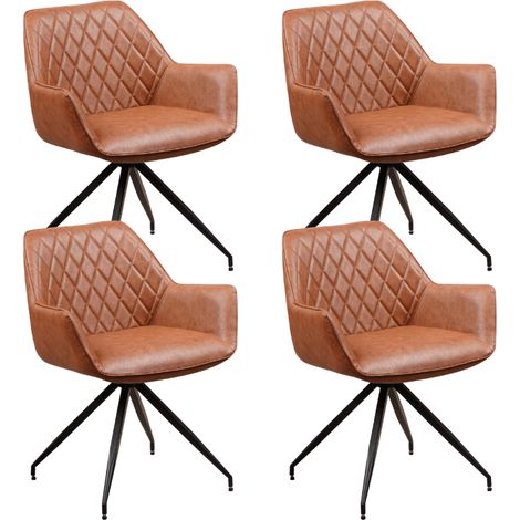 Set mit 4 industriellen Esszimmerstühlen Gian Cognac – mit (1/5)