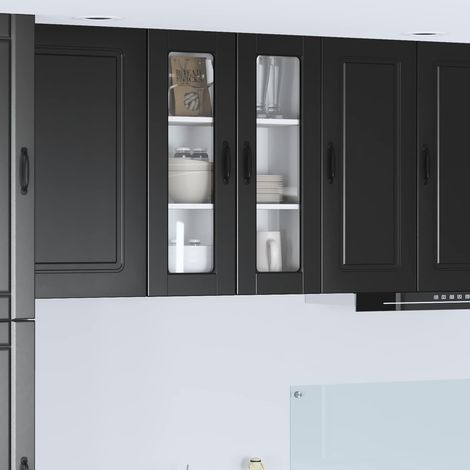 Küchenschrank mit Regal Schwarz 60 x 31 x 80 cm Holzwerkstoff