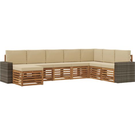 Outdoor Sofa Set with Cushion 8 pcs Natural and Beige vidaXL (1/5)