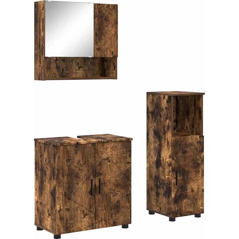 Maison Exclusive - Badezimmermöbel-Set 3 stk. Geräucherte Eiche 6 (1/5)