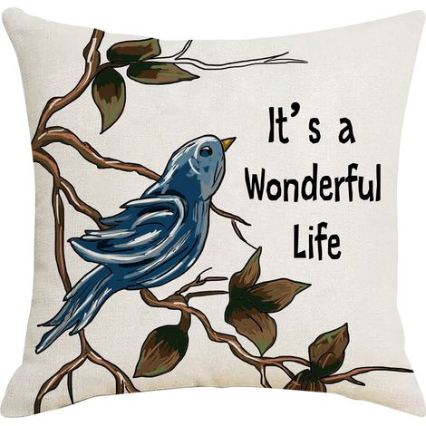 Housse De Coussin Noel - Motif Bonhomme De Neige - Lin Tissé Polyester - 45 X 45 Cm - Fermeture Éclair Cachée - 1 Pièce