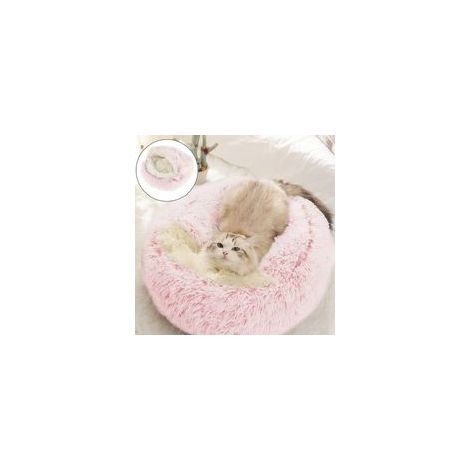 Panier pour chat tout doux, rond, en peluche, rose, 40 cm (1/5)