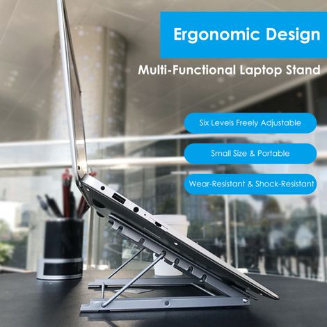Support de table multifonctionnel en métal pliable pour peinture diamant, rehausseur d'ordinateur portable réglable sur 6 niveaux, portable et ventilé. (1/5)