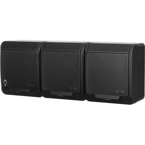 Presa ermetica Hermes 3x2P+Z Schuko con/senza 16A IP44 nera