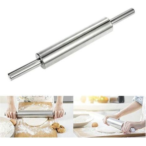Rouleau à pâtisserie en acier inoxydable, rouleau à pâtisserie antiadhésif pour la cuisson de la pâte à pizza, outil de fabrication (1/4)