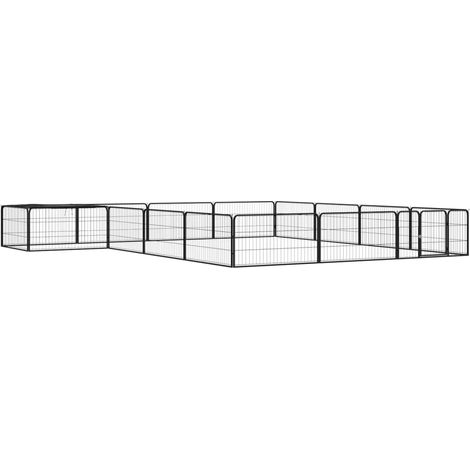 16-tlg. Hundelaufstall Schwarz 100x50cm Stahl Pulverbeschichtet