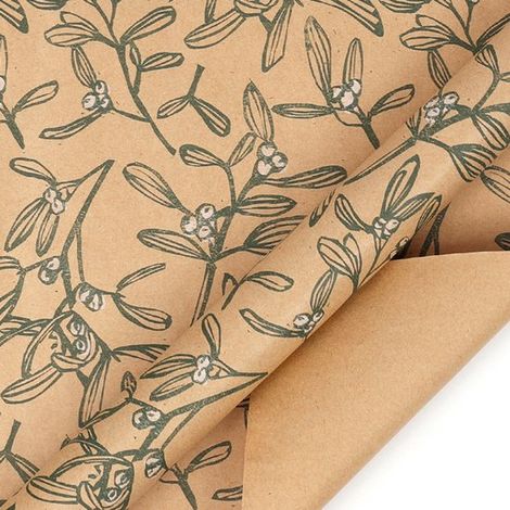 Rouleaux de papier cadeau de Noël - 43 cm x 3 m/rouleau - Parfaits pour emballer les cadeaux de Noël et décorer les fêtes, motif feuilles (1/5)
