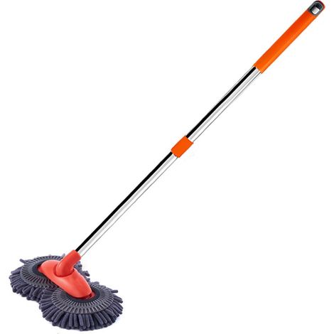 Brosse De Nettoyage Automobile - Tige Télescopique En Acier Inoxydable 110 Cm - Tête En Microfibre 4 Cm - Angle Courbé 15° - Rotation 90° - Pour Toit De Camping-Car Fourgon Bateau RV - 1 Pièce (1/5)