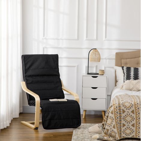 Fauteuil relax noir avec repose-pieds réglable OKMYHOME (1/4)
