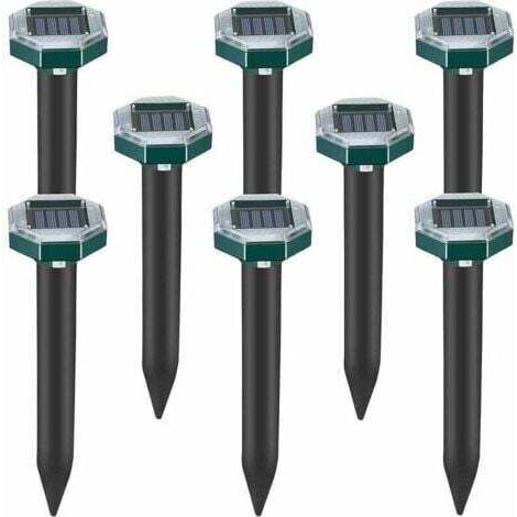 Lot de 8 pics repulsifs a ultrasons pour taupes, serpents et campagnols a energie solaire pour pelouse, jardin et cour, repulsif a sardines INHHUB (1/4)