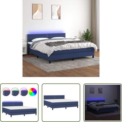 vidaXL LED - Boxspringbett mit Matratze & LED Blau 180x200 cm Stoff (1/5)