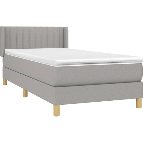 vidaXL Giroletto a Molle con Materasso Grigio Chiaro 90x200 cm Tessuto (1/4)