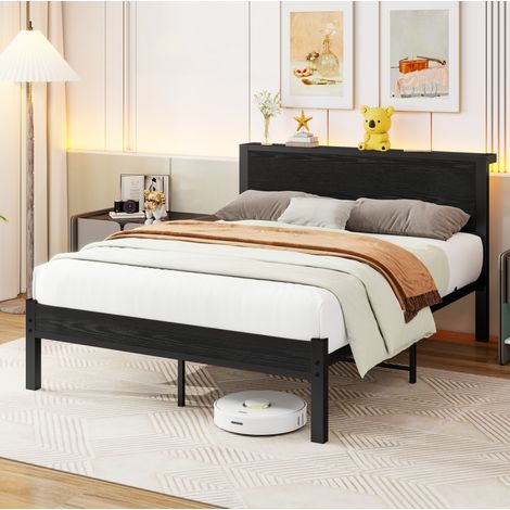 MEUBLIV Struttura letto 140x200 cm nera – spazio sottoletto, senza materasso (1/5)