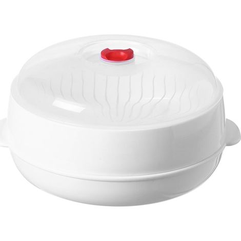 Cuiseur à Vapeur Micro-ondes - Rond - Compatible avec Four à Micro-ondes - Pour Poisson Riz Pain - 1 Pièce (1/5)
