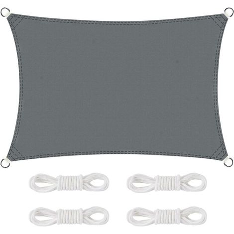 Voile d'ombrage imperméable rectangulaire 2 x 3 m – Tissu Oxford résistant aux déchirures – Protection UV 95% pour extérieur terrasse jardin balcon – Gris