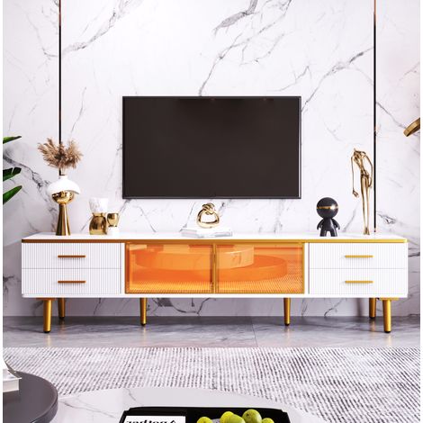 Mobile TV Moderno Effetto Legno, LED Variabili, 175 (L) x 31 (P) x 41 (H) cm (1/5)
