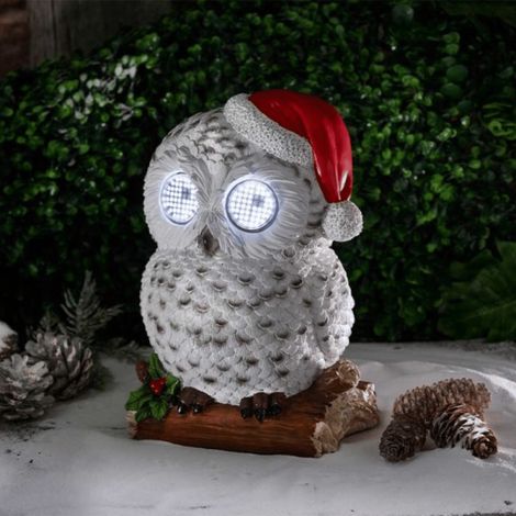 25cm Battery Operated Outdoor Blinkin' Snowy Christmas Owl with White LEDs & Timer Function (1/4)