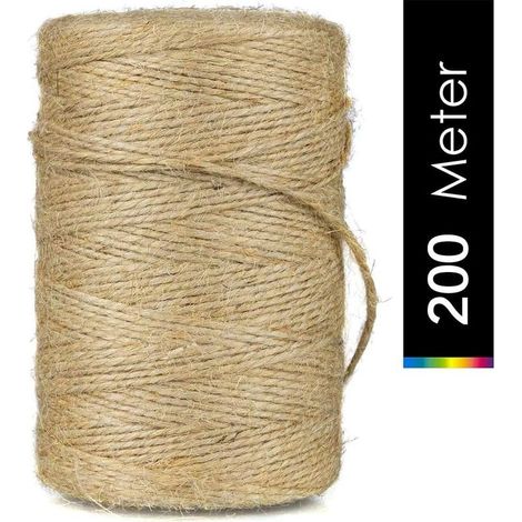 Ficelle de jute naturelle 200M x 2mm – Corde résistante pour arts créatifs – Emballage cadeau et décoration – Corde de chanvre durable (1/5)