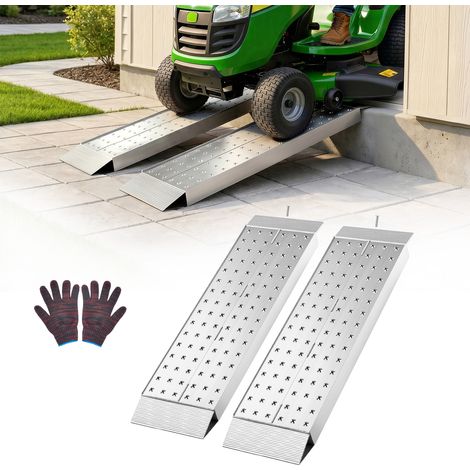 VEVOR Rampe deAcces en Aluminium, Lot de 2 Rampes de Chargement pour Quad, 999x304 mm, Capacite Totale 1360 kg pour Moto, Tondeuse, Tracteur, Remorque et Fauteuil Roulant, avec Plaques Antiderapantes (1/5)