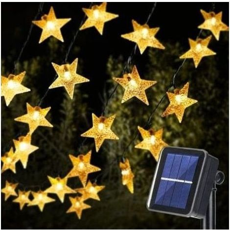 Guirlande lumineuse solaire d'extérieur en forme d'étoile, 12 m, 100 lumières, 8 modes, étanche, adaptée au jardin, à la terrasse, à Noël, à la fête (1/5)