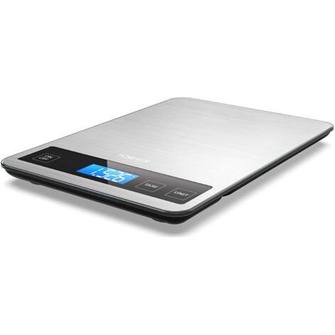 Balance de Cuisine Electronique, Balance Alimentaire Numérique de Précision 1g en Acier Inoxydable, Capacité 15kg/ 33lb, Grande Plate-forme de 23 x 16 cm, Écran LCD Rétroéclairé, Verre Trempé (1/5)