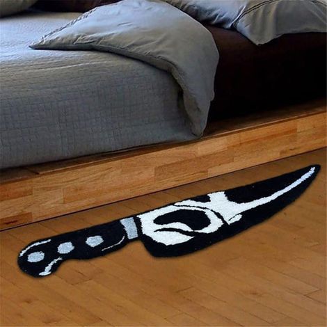 Tapis créatif en forme de couteau avec un personnage effrayant, tapis de chevet, paillasson, tapis d'entrée, tapis de bienvenue en polyester cachemire, 88,9 cm (1/5)