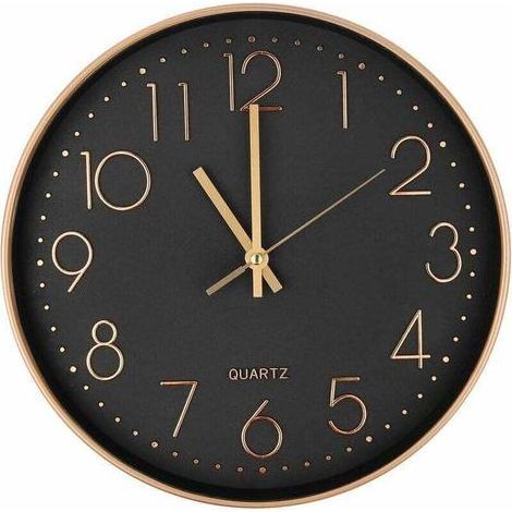 Lntyq Horloge Murale Moderne Silencieuse à Quartz 25cm,Chiffres Surdimensionnés Ronde Murale Horloge(Or Rose) (1/5)