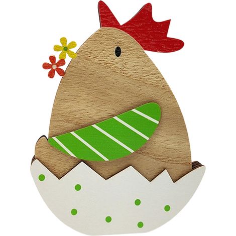 Décoration En Bois Pour Pâques - Poule En Bois - Décor De Ferme Rustique Pour Table Cuisine Intérieur - 1 Pièce 9,5 x 12,2 cm (1/5)