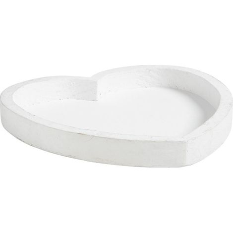 Plateau coeur en bois laqué blanc