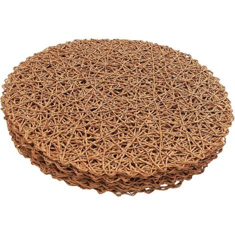 Sets de table ronds en papier tissé, sets de table décoratifs en corde tressée pour repas, fêtes et mariages (lot de 12). (1/5)