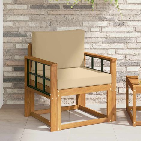 Outdoor-Sofa Massives Akazienholz und Polyester Natur